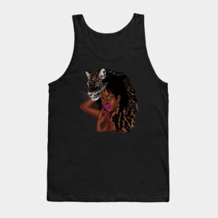African Woman with Leopard Skin, African Tribal Art Tank Top